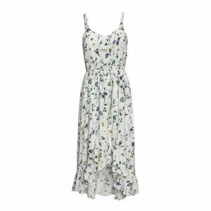 Loft Floral Ruffle Sleeveless Button Tie Waist Midi Sundress Multicolor Size 4